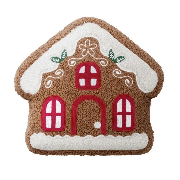 Perna decorativa, Ginger House, casa de turta dulce, bej, 28 x 25 cm, bucle
