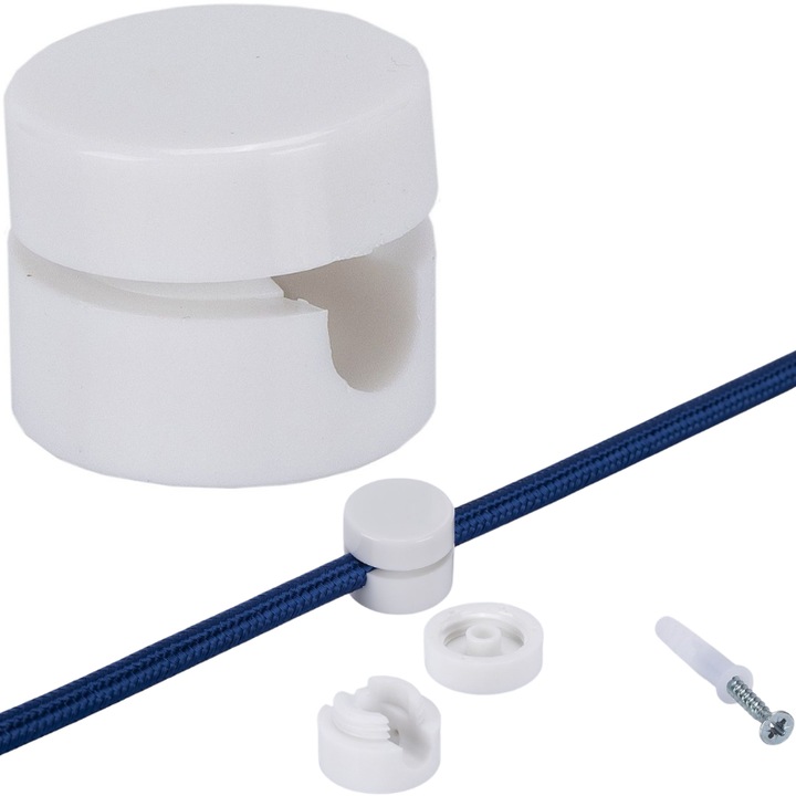 Izolator din Plastic Pentru Fixarea Cablului tip Retro de Max Ø 8mm, dimensiuni Ø17x17mm Alb FANTON Italia