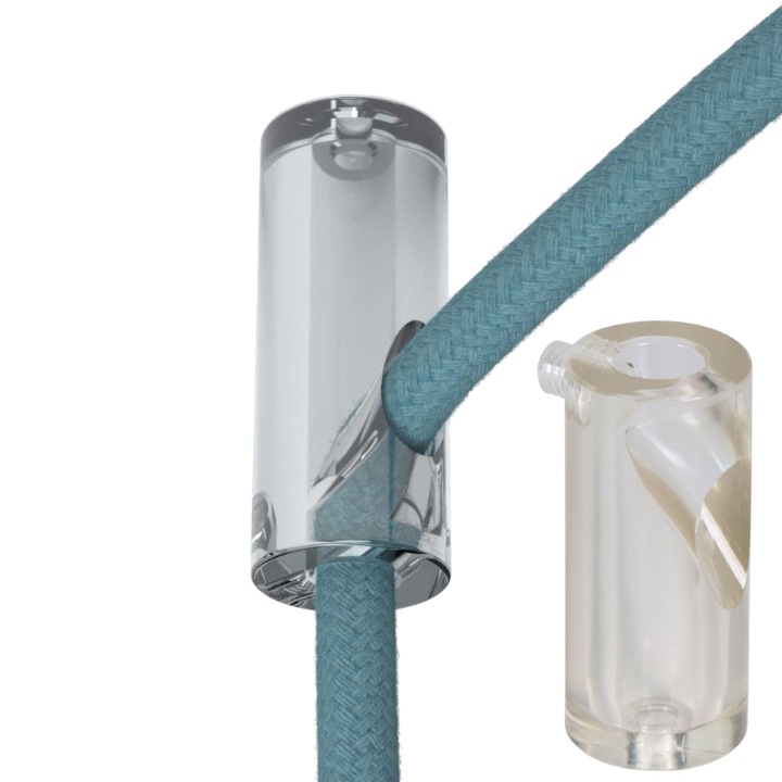 Izolator Distantier din Plastic Transparent Pentru Fixarea Cablului Retro pe Tavan de Max Ø 8mm, Ø20x45mm FANTON Italia