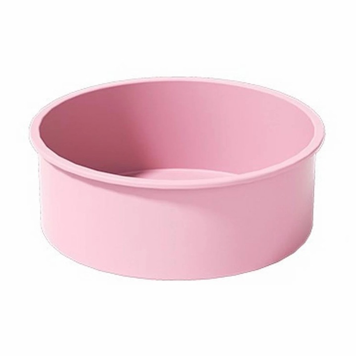 Tava silicon rotunda pentru copt YANYXR, set non-aderent, roz, 15x15x6cm