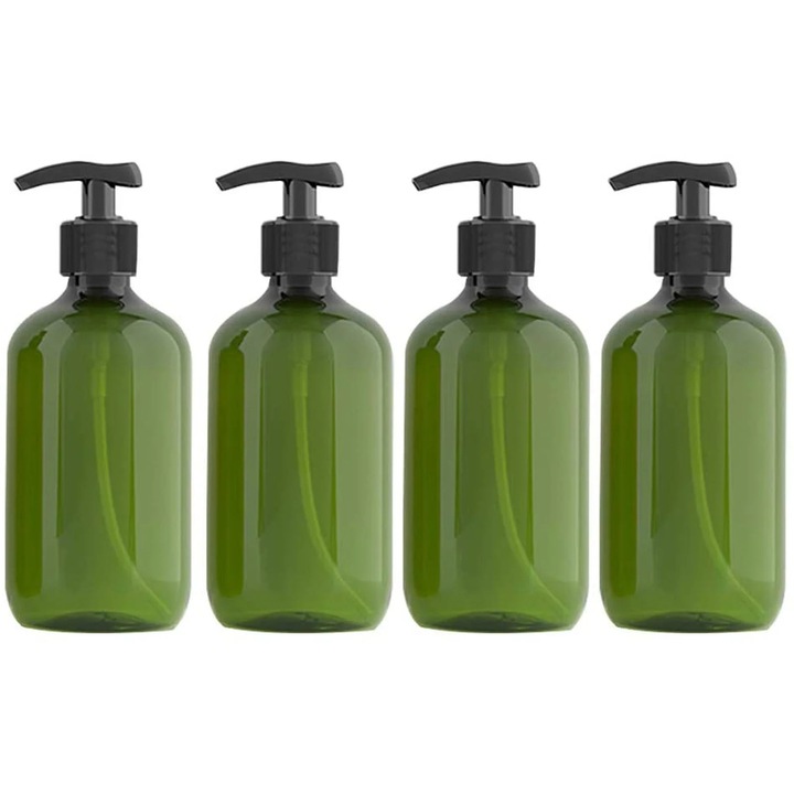 4 db átlátszó PET flakon készlet, lotion adagoló, 300ml és 500ml