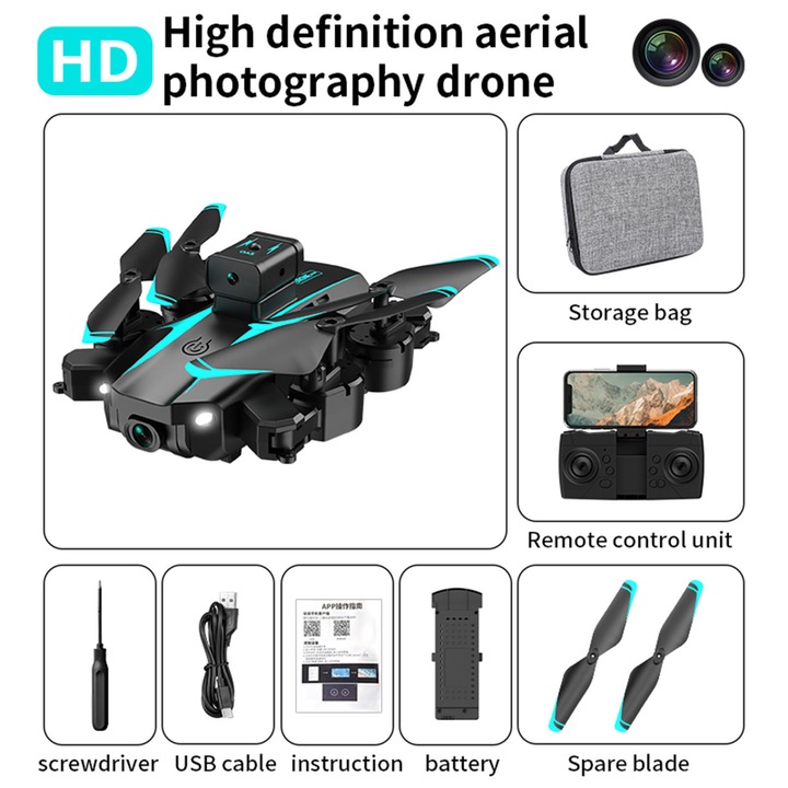 Drona YANYXR 8K camera HD evitarea obstacolelor pliabila 24x26x6cm