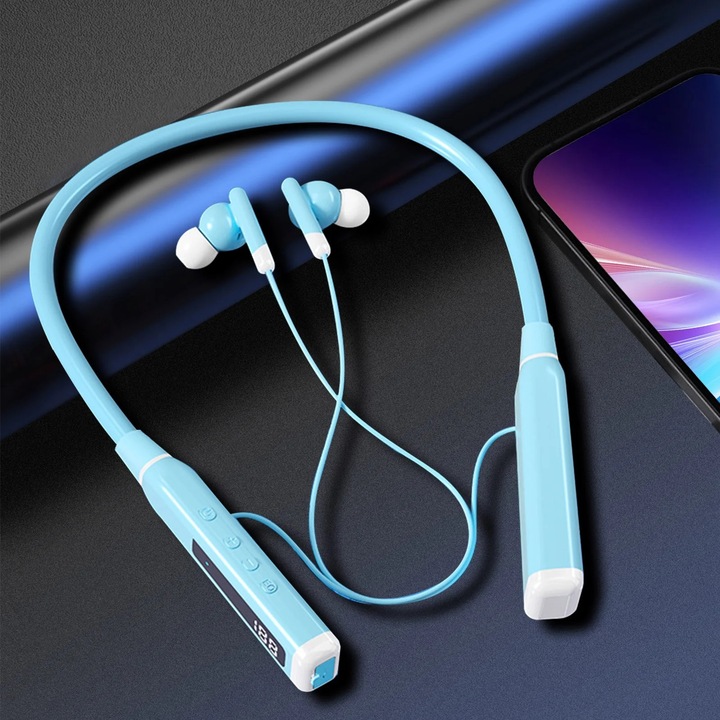YANYXR Bluetooth 5.3 vezeték nélküli fejhallgató, zajcsökkentés, égszínkék, 19x15cm