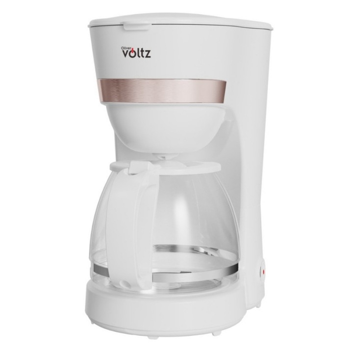 Cafetiera electrica Oliver Voltz OV51170WN, 600 W, 1, 25 l, Sistem anti-picurare, Cana din sticla, Negru