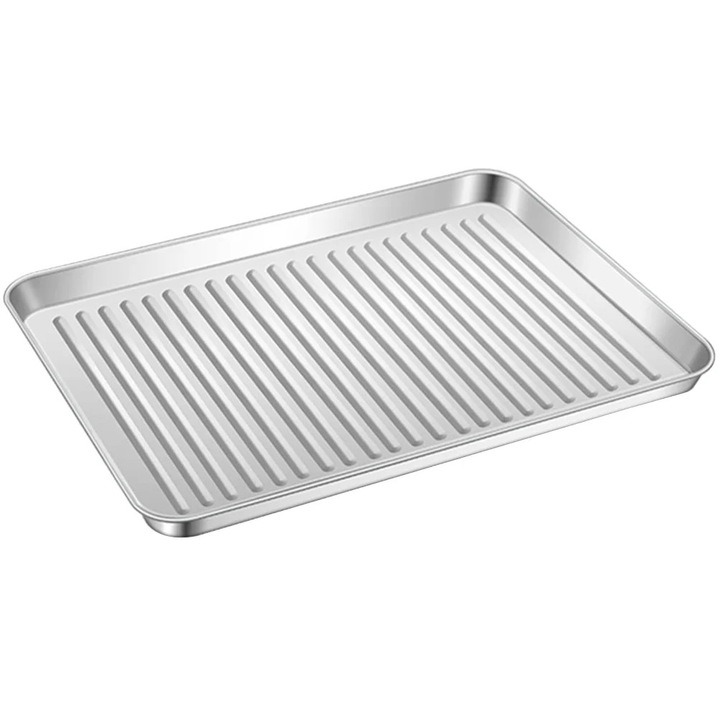 Tava copt YANYXR inox, 26.5x20.5x2.5cm, argintiu