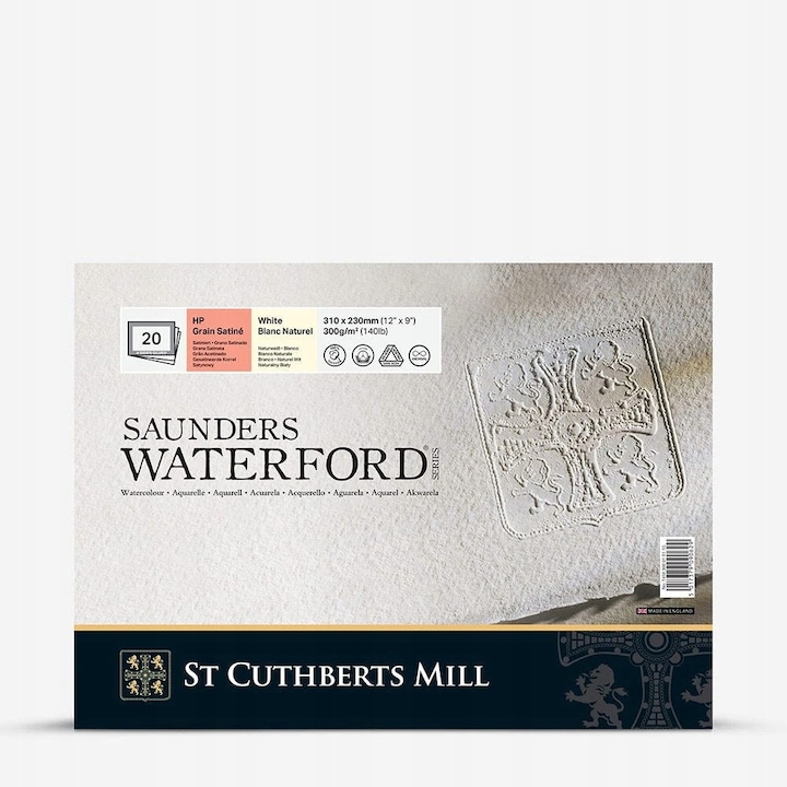 Bloc acuarela Saunders Waterford 31x23cm 300g satinat alb natural 20 foi