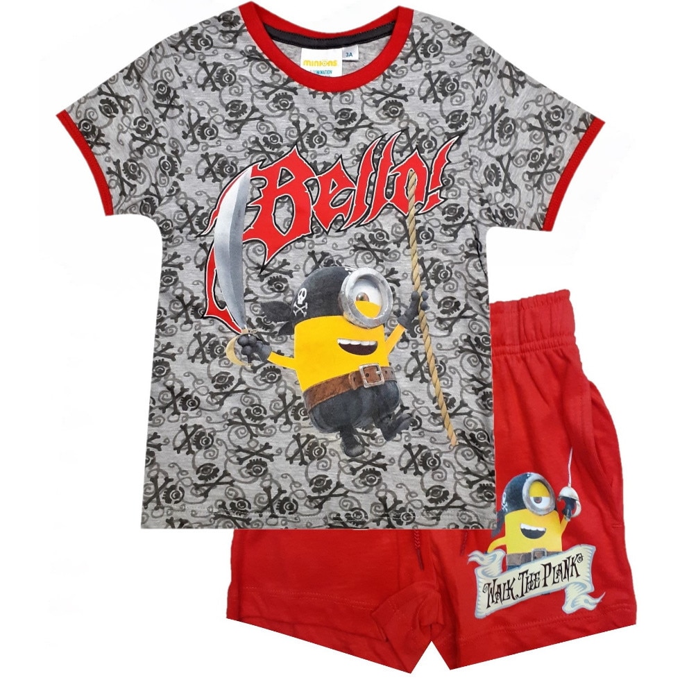 Set tricou maneca scurta si pantalon scurt , Minions,, Multicolor