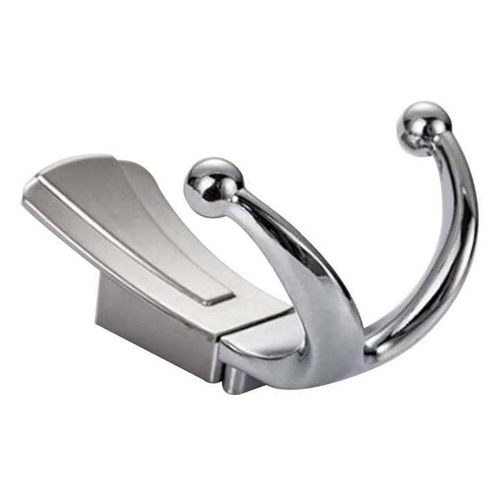 Cuier dublu YANYXR, aluminiu, rezistent, cromat, 7x6.4x5cm