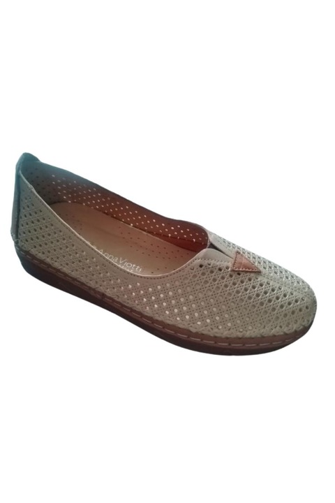 Pantofi perforati dama, Piele naturala, Anna Viotti 533, Bej
