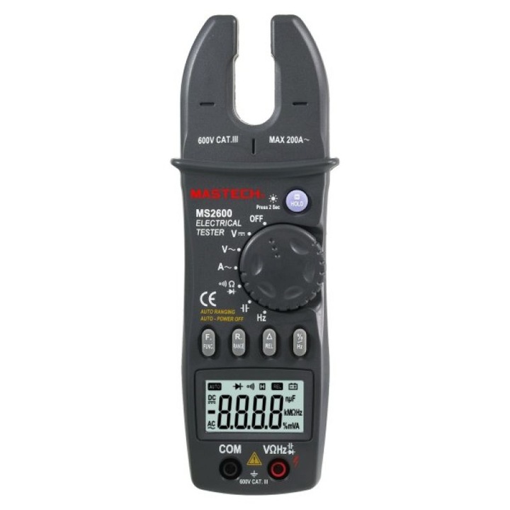 Cleste ampermetric digital Mastech MS2600 pentru curenti de scurgere, AC, Autorange, 4000 counts, CAT III 600V