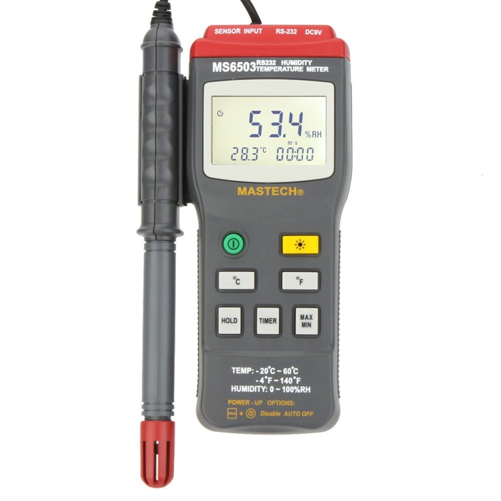 Termometru digital profesional Mastech MS6503, 2 canale, sonde tip K/J, -200°C...1372°C