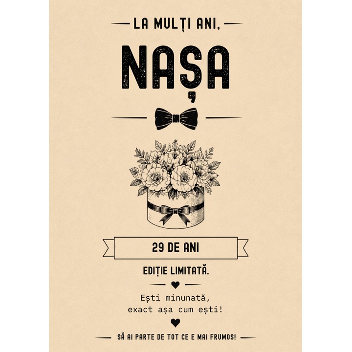 Felicitare aniversare/zi de nastere 29 ani pentru nasa 13x18 cm cu plic