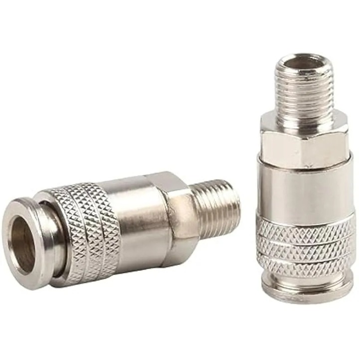 Set 2 fitinguri pneumatice conector rapid G1/4 metal 53mm