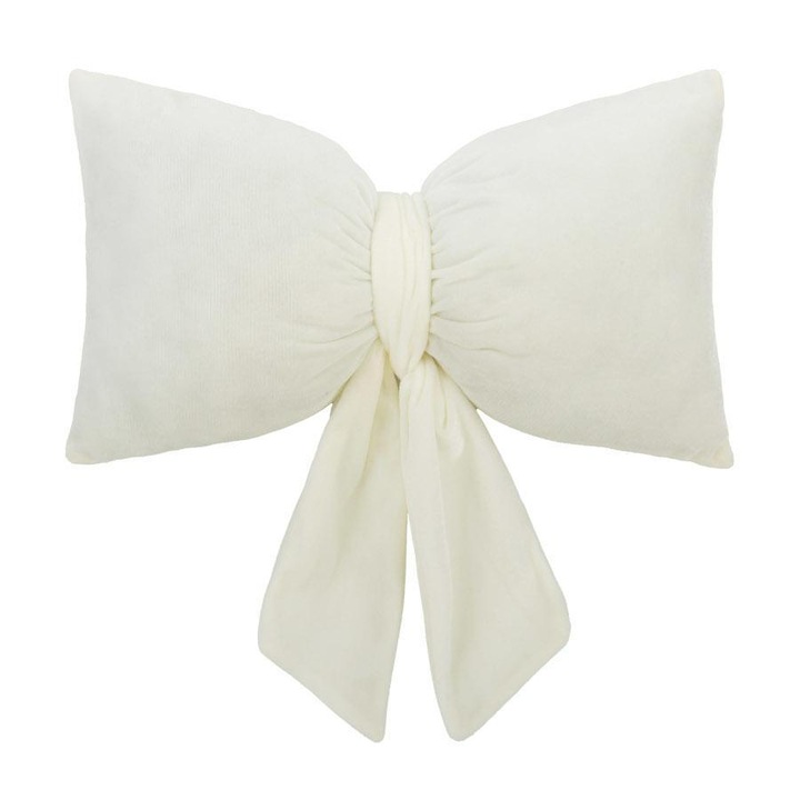 Perna decorativa de Craciun, fara marca, funda, crem, 40 x 23 cm, velur, Oeko-Tex Standard 100