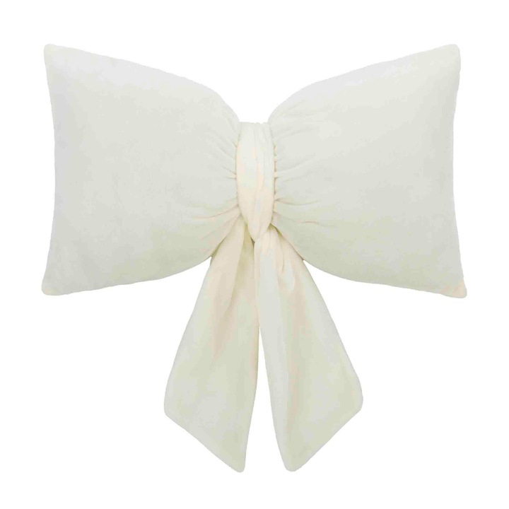 Perna decorativa de Craciun, tip fundita, 40 x 23 cm, velvet, alb