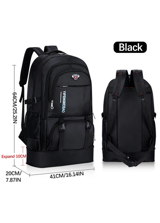 Rucsac drumetie YANYXR 65L negru rezistent la uzura ergonomic