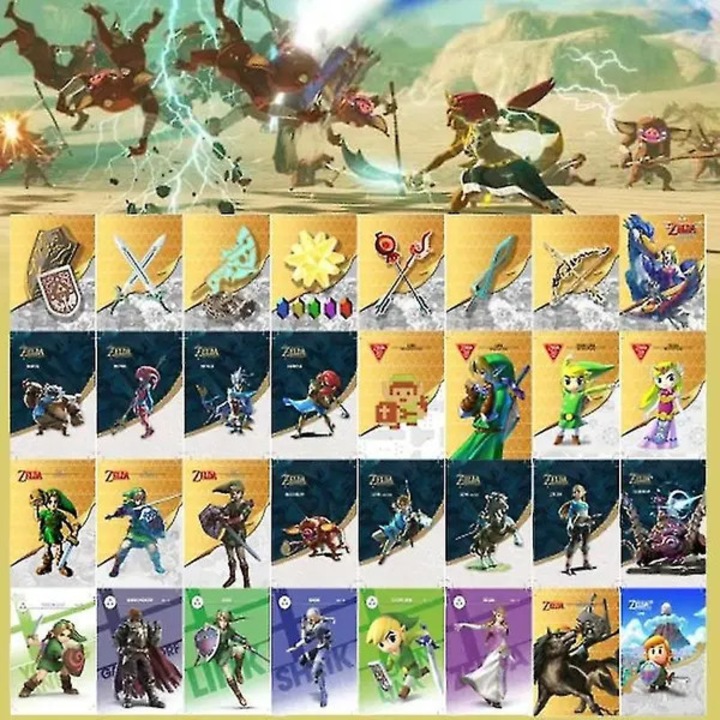 Комплект от 32 мини NFC карти Legend of Zelda, многоцветни, 32 бр