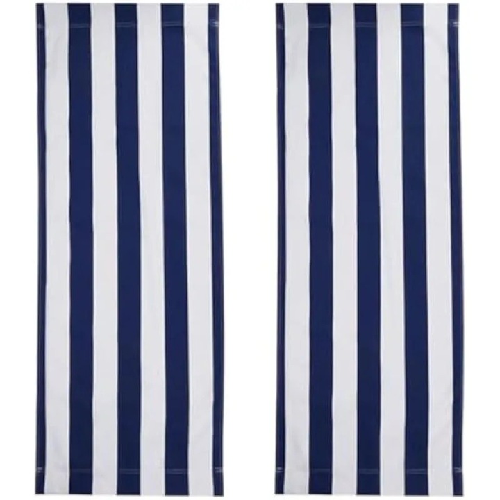 Material inlocuire pentru sezlong plaja, 2 buc, poliester, dungi alb-albastru, 190x60cm