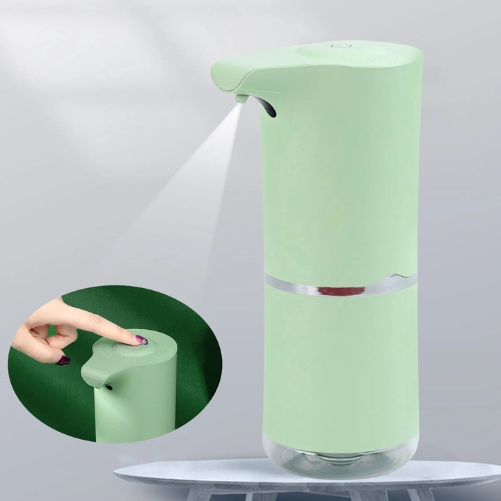 Dispenser automat sapun lichid YANYXR, senzor infrarosu, 250ml, verde, 21x10.5cm