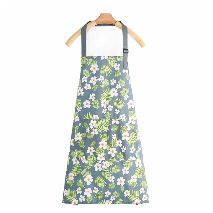 Sort bucatarie cu buzunare, halter, poliester, 71x67cm, multicolor