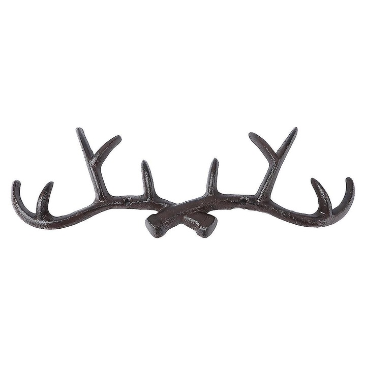 Cuier de perete, antler retro, fier, negru, 1 buc