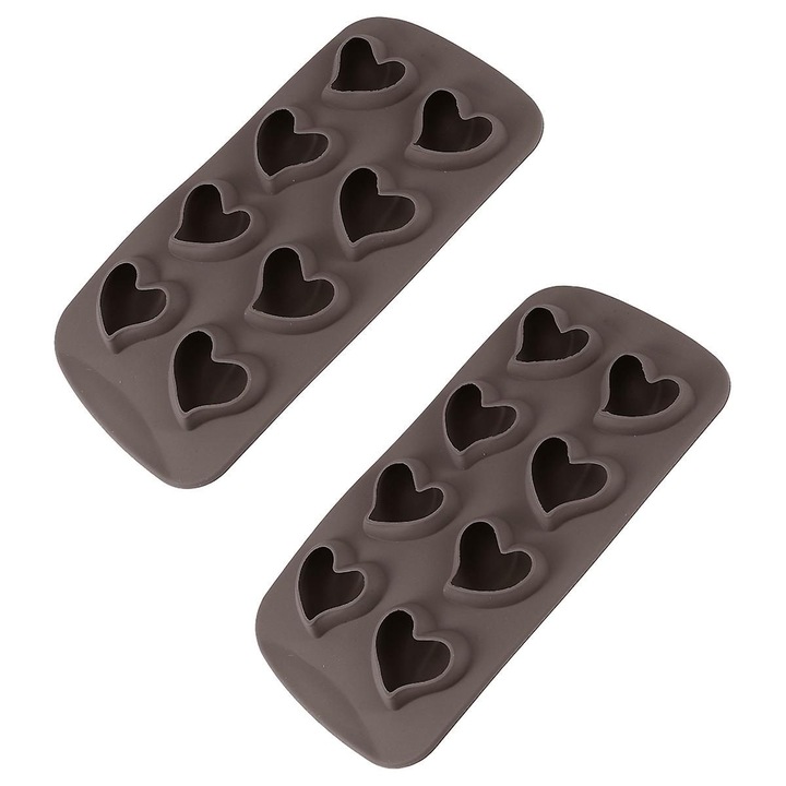 Set 2 forme silicon inima, gri, 21.5x10.8x1.5cm