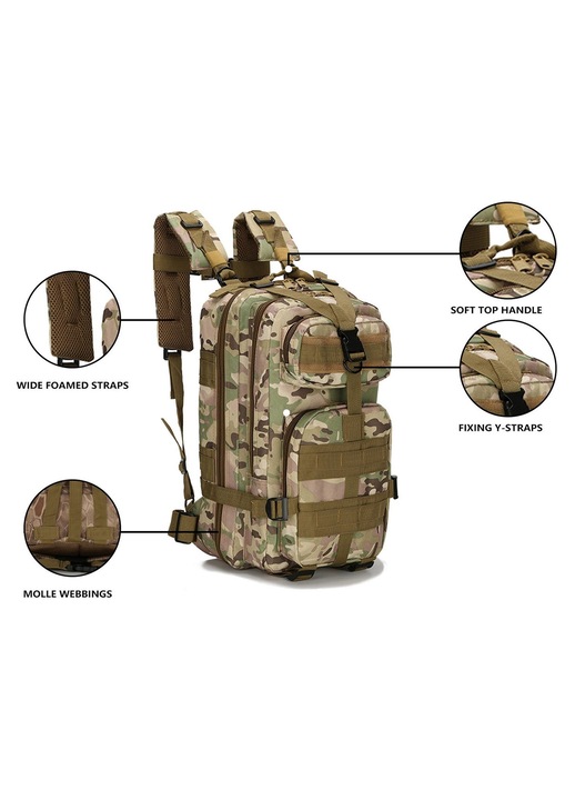 Rucsac drumetie, capacitate mare, camuflaj, 24x20x43cm