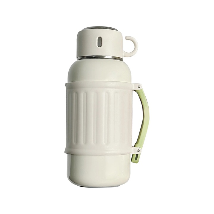 Sticla termos YANYXR 1000ml izolatie dubla inox alb 23.5x9.5cm cu maner