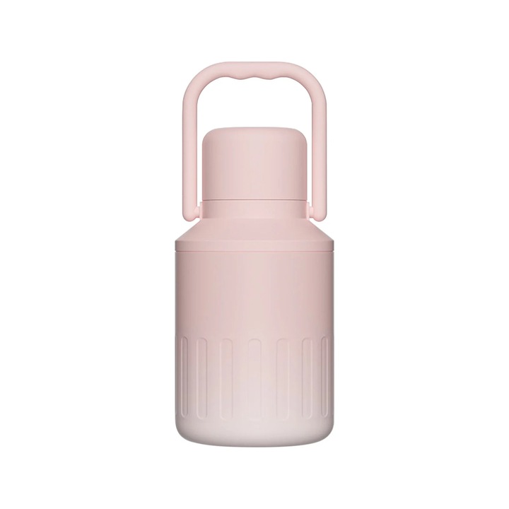 Sticla termos YANYXR 1000ml izolatie dubla inox roz 21.4x10cm cu maner