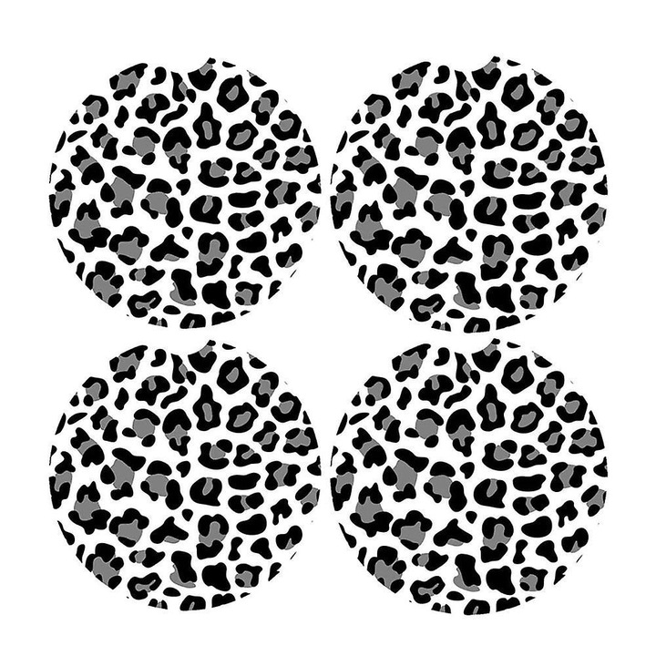 4 db nedvszívó kerámia poháralátét szett, leopárd mintás, többszínű, 7x7cm