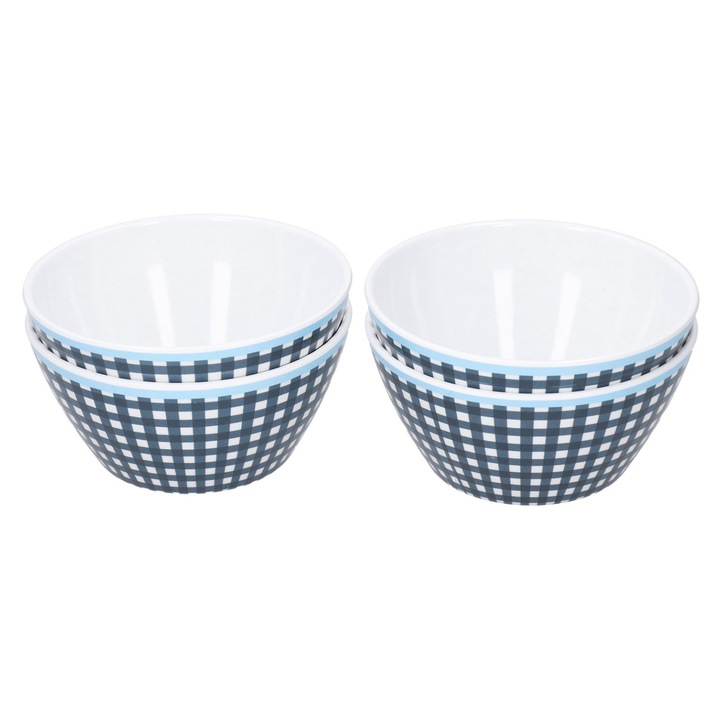 Set 4 boluri salata imitatie portelan albastru inchis 15x15cm
