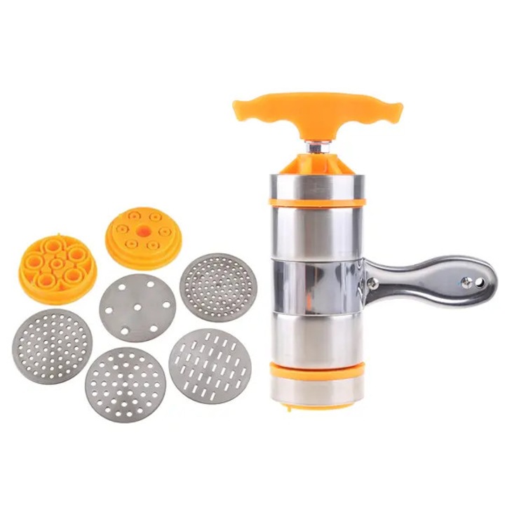 Masina manuala pentru paste, inox, 7 forme, galben, 30x15x20cm