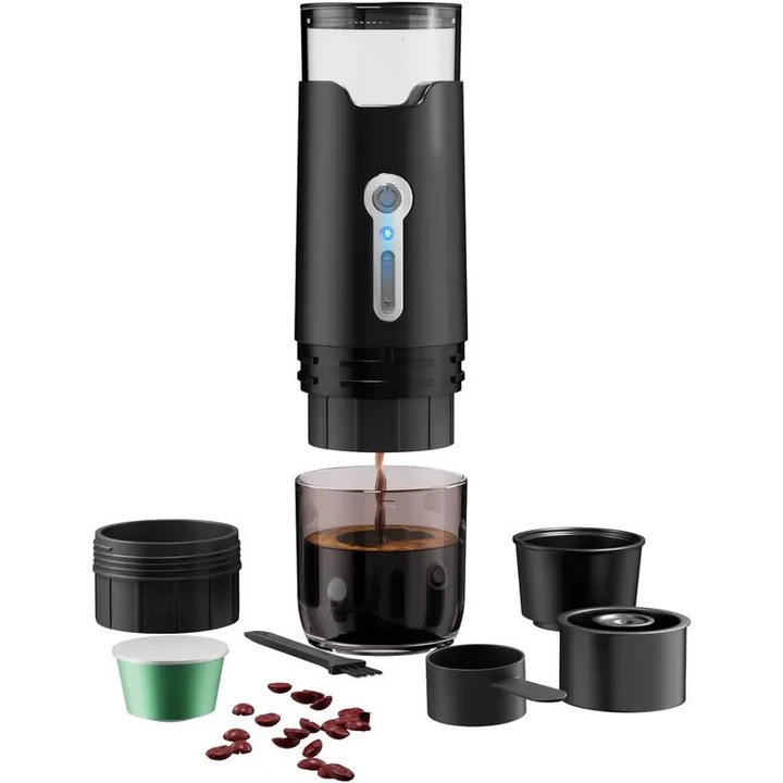 Espressor portabil 20 bar, dual, inox, 670g