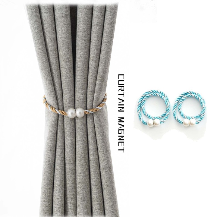 Set 2 bride magnetice perdea YANYXR albastru 40x4cm