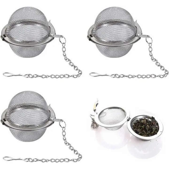 Set 3 infuzoare ceai din inox 9cm pentru frunze uscate