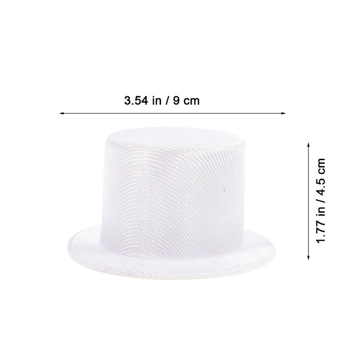 Set 2 Palarii Mini Albe pentru Papusi 9x9x4.5cm