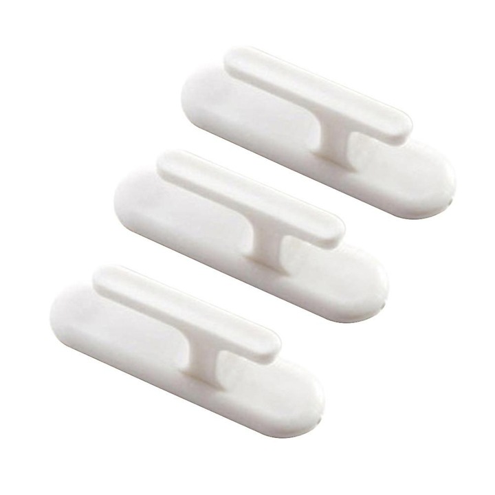 Set 6 carlige pentru perdele, plastic, alb, 7x2x2.5cm