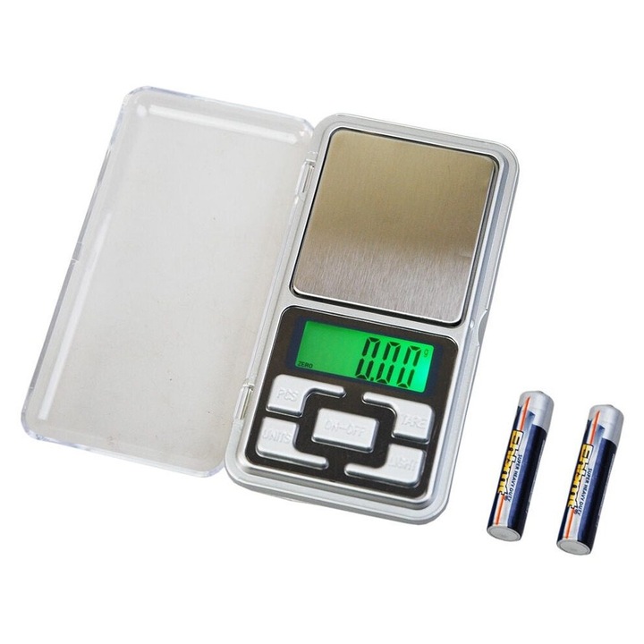 Cantar digital de buzunar, precizie 0.01g, capacitate 200g, inox, 12x6.3x2cm