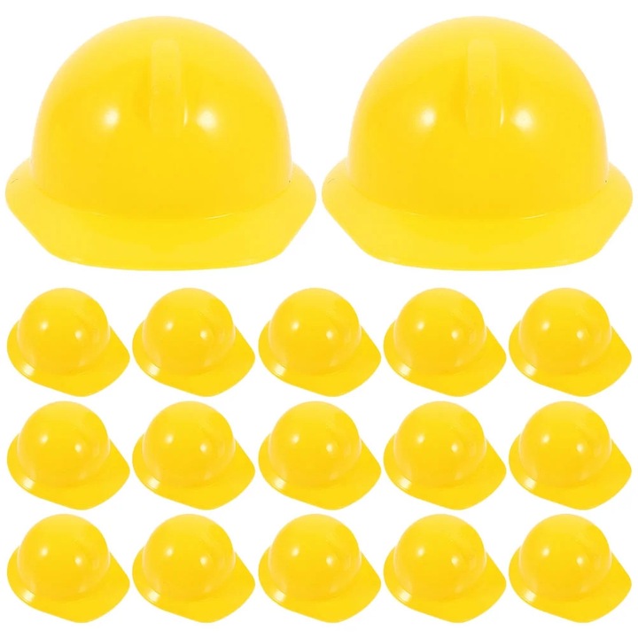 Set 40 casti miniaturale de protectie pentru papusi YANYXR BCS2914196, din plastic, galben, 4 x 3.7 x 2 cm
