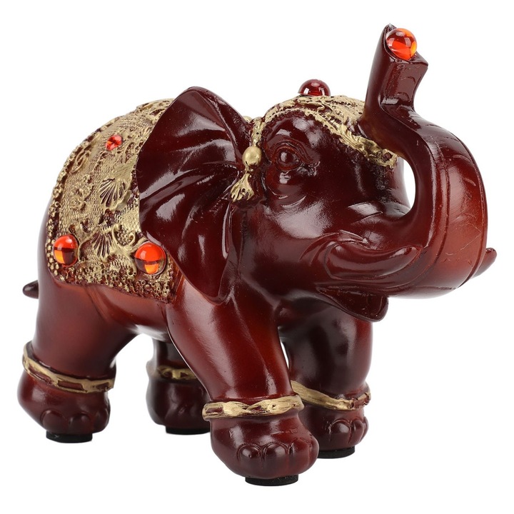 Statueta elefant rasina durabila rosu decor elegant 15x10x12cm