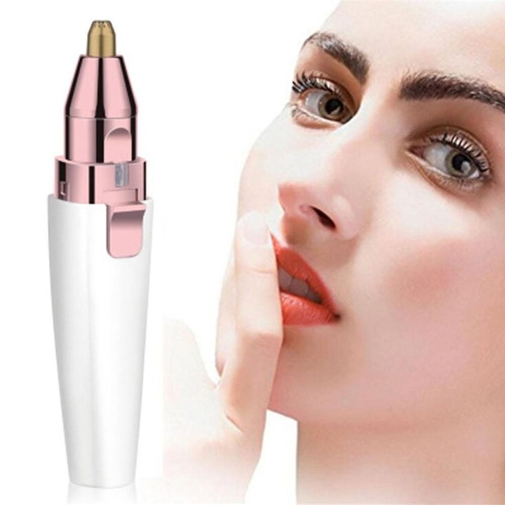 Aparat de tuns facial portabil, fara durere, incarcabil USB, alb, compact
