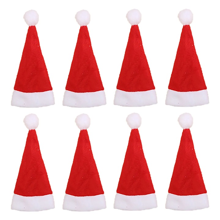 Set 5 palarii mini Mos Craciun pentru acadele, multicolor, 4x7cm