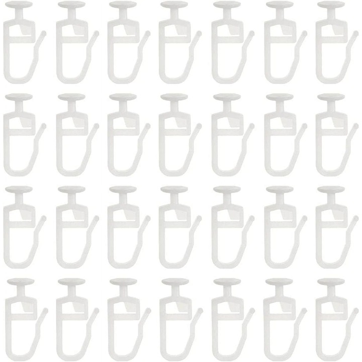 Set 200 glisiere perdea plastic alb 8,3mm