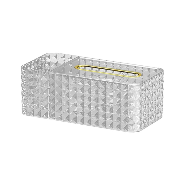 Cutie pentru servetele YANYXR, piele ecologica, roz auriu, 24x12x8.9cm