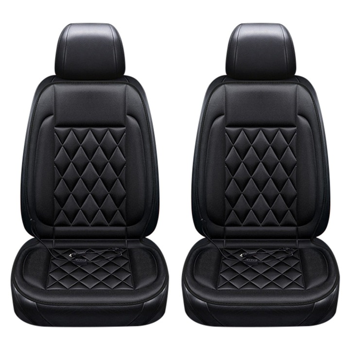 Set 2 Perne Incalzite Auto, Universal, Negru, 50x100cm