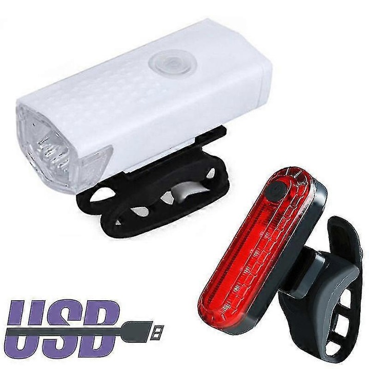 Kerékpár lámpa szett első-hátsó, LED, USB, 1000 lumen, vízálló, kompakt