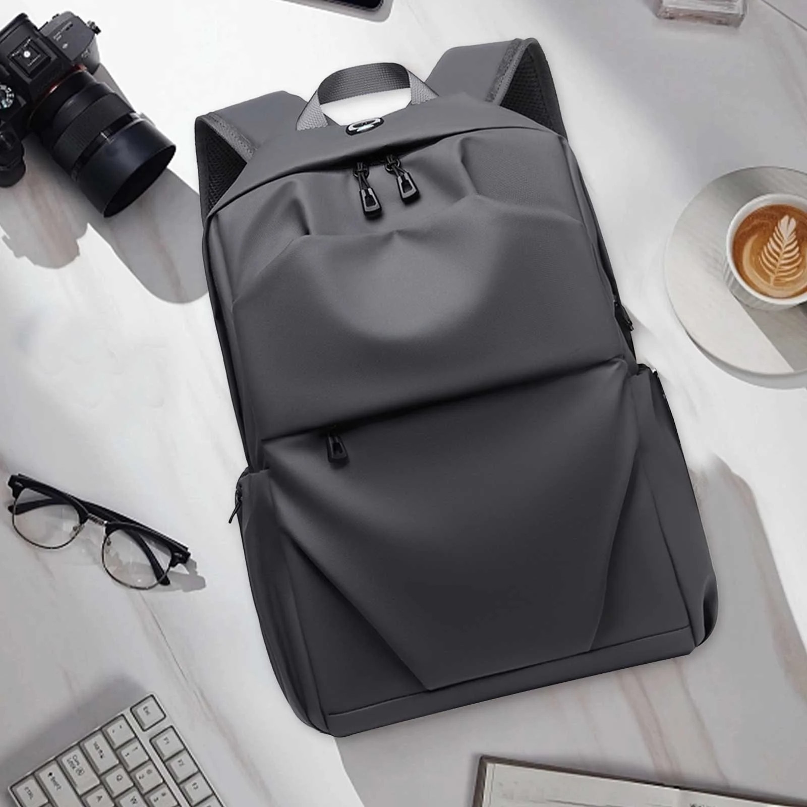 Rucsac laptop YANYXR unisex, capacitate mare, gri inchis, 45x30x16cm