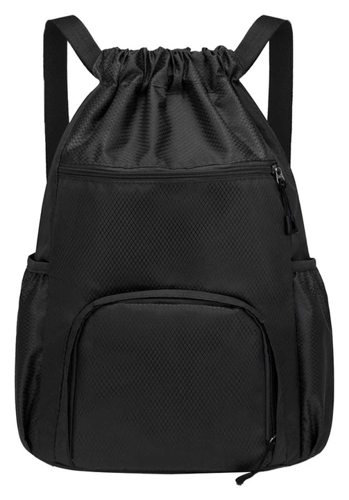 Rucsac sport YANYXR, plasa, compartiment minge si incaltaminte, negru, 30x16x45cm
