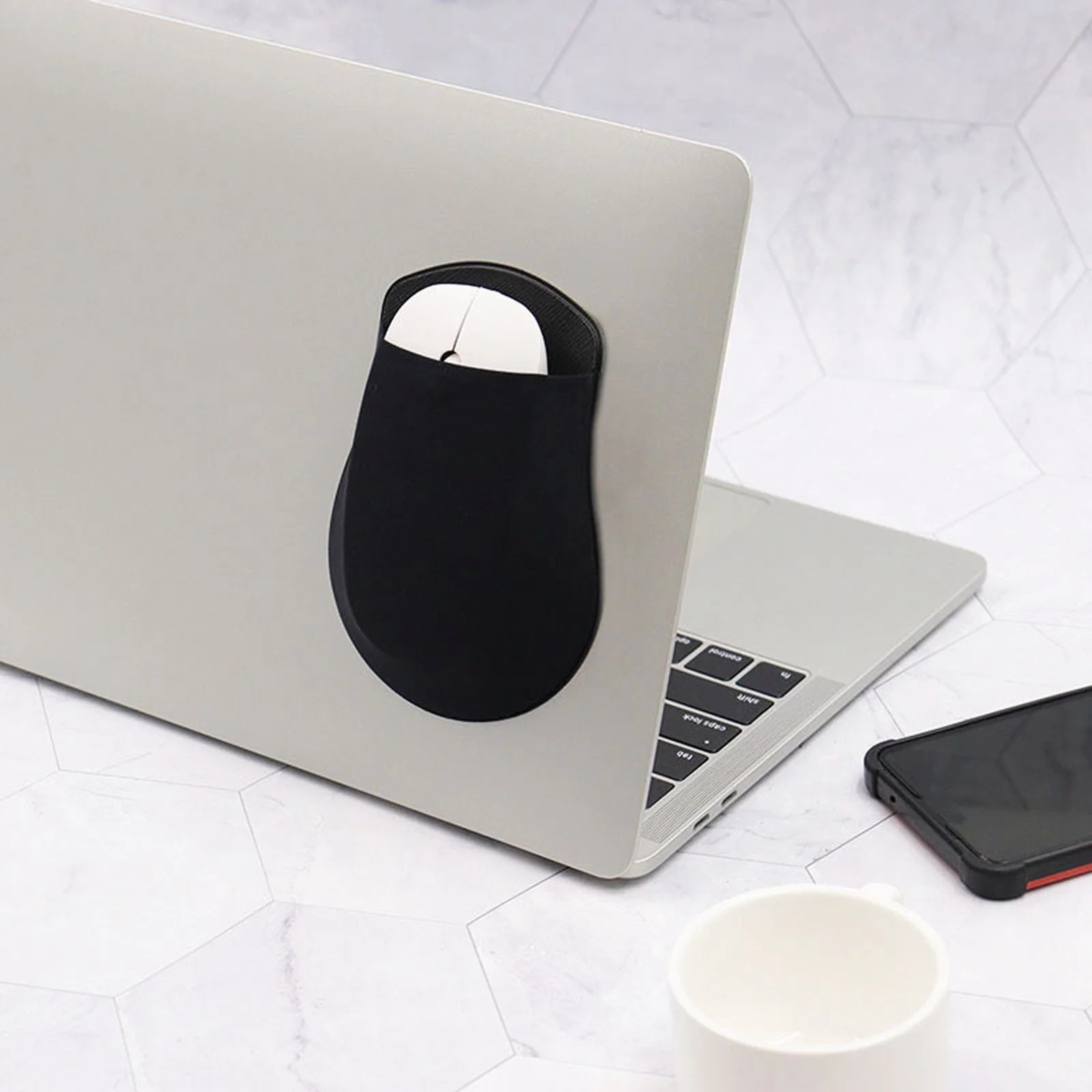 Husa adeziva pentru mouse, elastica, negru, 13x9.7cm