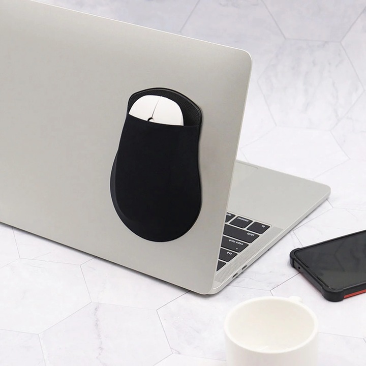 Husa adeziva pentru mouse, elastica, negru, 13x9.7cm